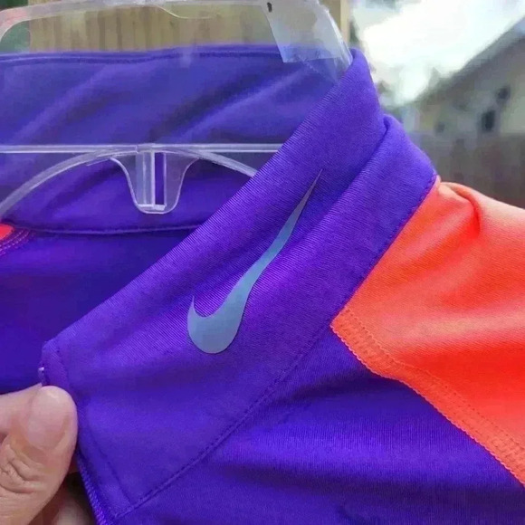 NIKE Pro dri-fit fitted 1/4 zip Pullover Purple / Orange Size Small - Picture 9 of 10